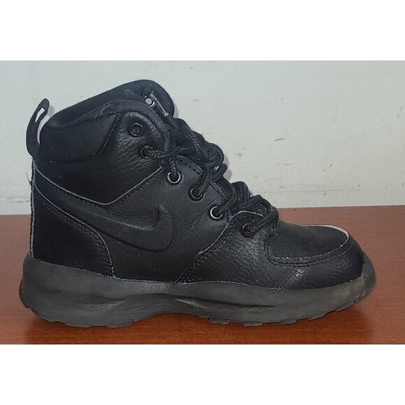 Nike Manoa LTR Kid's Shoes 11C BQ5373-001 Black Mid Top Lace-up Sneakers - Picture 3 of 10